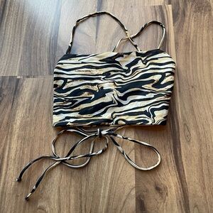 Skatie Black and Cream Swirl Bikini Top